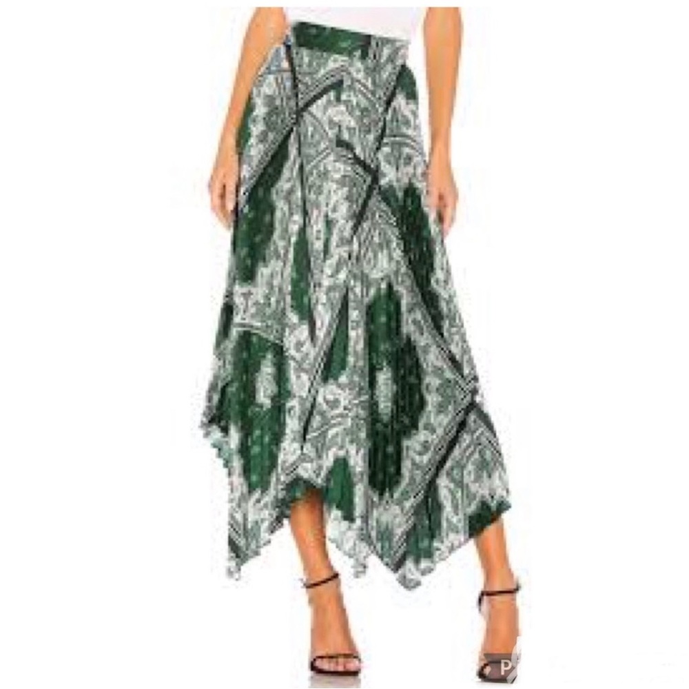 NWT Petersyn x Revolve Tabby Accordion Pleat Asymmetric Hem Maxi Skirt Small